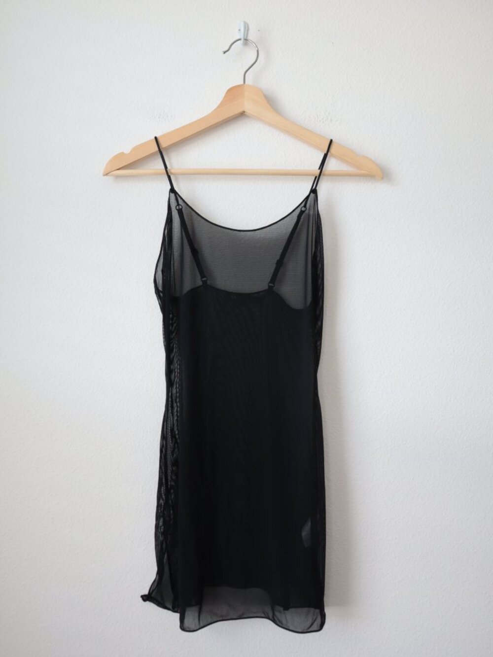 Oseree Lingerie Black Mesh Slip Dress | S